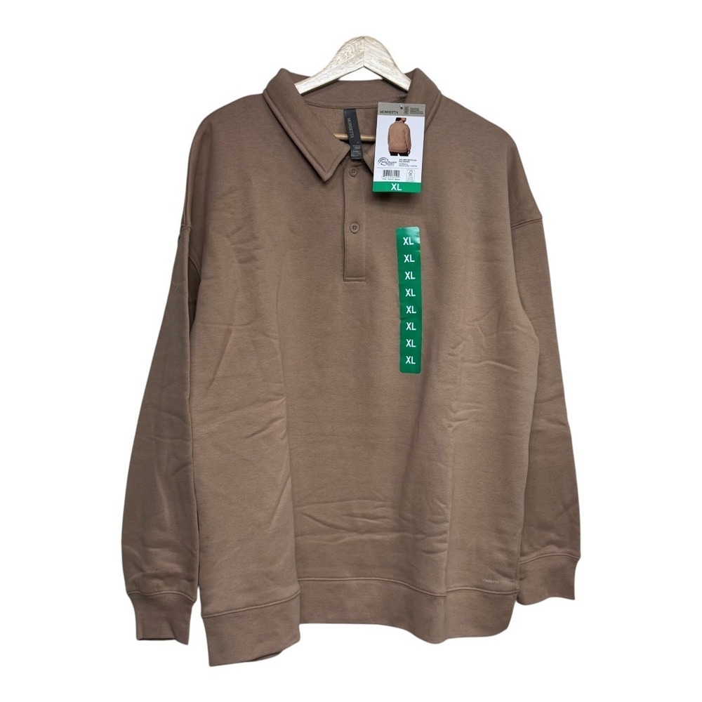 MONDEtta Womens Long Sleeve Polo Sweatshirt‎ Shirt Brown XL